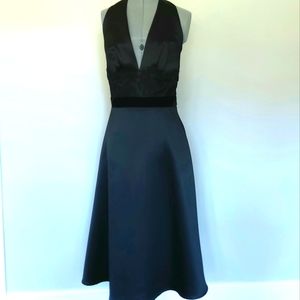 White House Black Market Black Satin Halter Cocktail Dress, Size 2